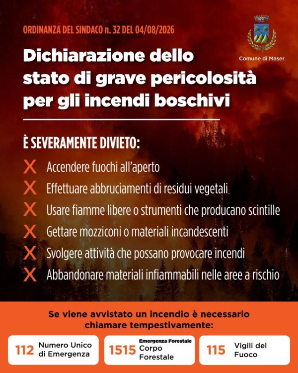 Dichiarazione stato pericolista incendi boschivi